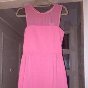 NWT Sandro Barbie Bright Pink Sheer-Accented Dress Size: 1